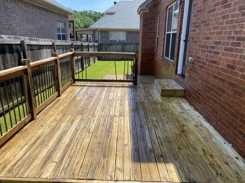Wood deck after cleaning, tone restored