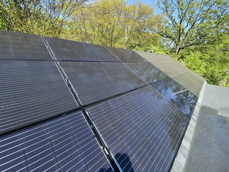 Rooftop solar array in South Arkansas after cleaning